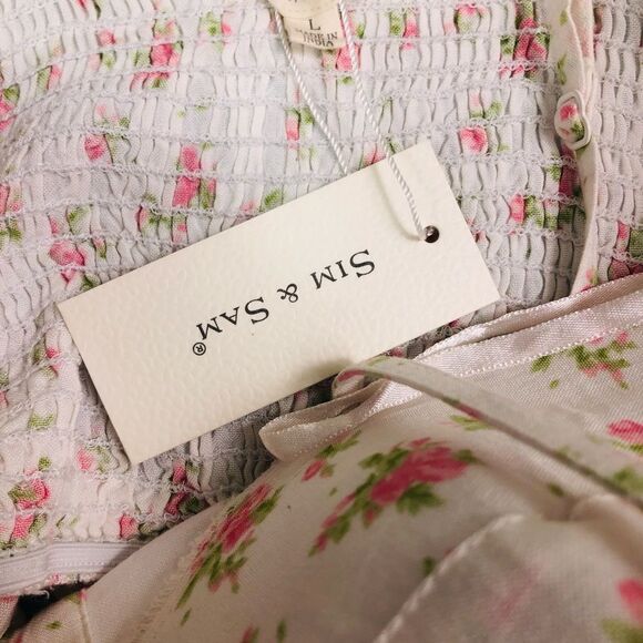 Sim & Sam Floral Pink and White Crop Top - Picture 9 of 12